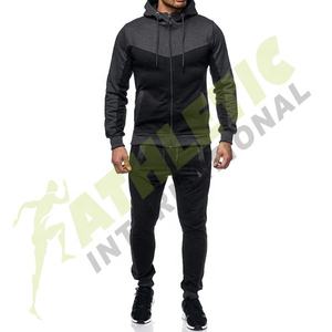 Logo personnalisé noir fermeture éclair jusqu'à hommes survêtement de haute qualité à manches longues pas cher prix bloc couleur mince fitness polaire homme survêtements - Product Image 5