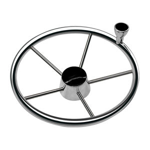 Volante marino de acero inoxidable estilo destructor de 5 radios para barco marino - Product Image 1