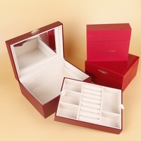 Boîtes à bijoux en carton rigide et en bois avec tiroir miroir, emballage de présentation pour ensembles, emballage cadeau