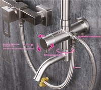 Ensemble de douche mural monocommande eau froide en acier inoxydable brossé BH 304, design moderne et épuré, avec robinet de douche céramique à effet pluie