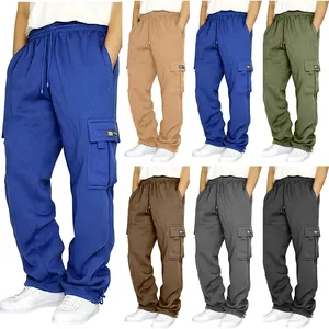 Best Selling plus size calças masculinas Sweatpants calças largas perna larga calças de carga com bolsos