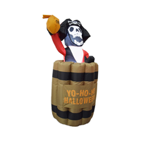 5FT Inflatables Décoration Fête En Plein Air Jardin Halloween Pirate Gonflable avec Baril De Bière