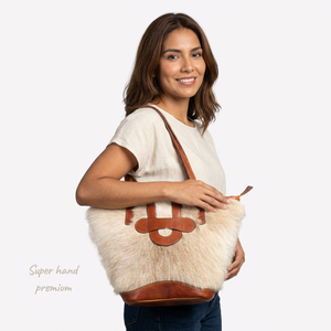 Custom Handmade Bohemian <b>Faux</b> <b>Fur</b> Single ZIP Closure <b>Tote</b> <b>Bag</b> Vintage Crossbody Shoulder Handbag Women Wholesale OEM - Product Image 4