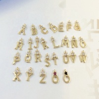 Laiton Zircon A-Z plaqué or lettre initiale breloque bricolage pour accessoires d'ongles