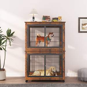 Toptan istifleme köpek sandık kapalı küçük ve orta çift katmanlı anne ve çocuk kalınlaşmış demir kafes köpek kulübesi - Product Image 3