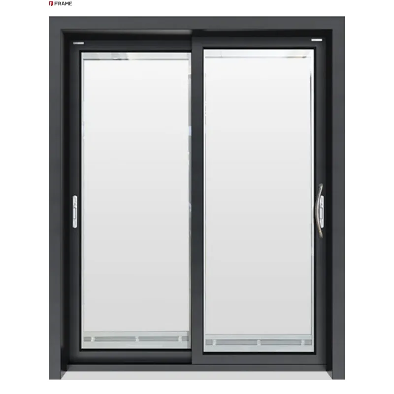 Modern fashion design slim hot sale villa patio exterior double glass thermal break aluminum heat preservation sliding door