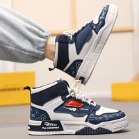 Nouveau design de chaussures de sport d'extérieur en cuir artificiel, chaussures de skateboard montantes pour hommes, baskets décontractées