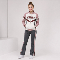 Ensemble de survêtement rose vintage pour filles, design rétro personnalisé, veste et pantalon par sublimation OEM, vêtements de sport OEM