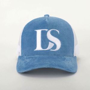 OEM Custom High Quality 5 Panel Men Women Fashion 3D Embroidery Logo Sky Blue Velvet Mesh Snap Back Cap Gorras Trucker <b>Hat</b> - Product Image 2