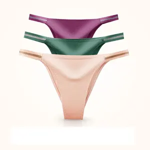 Großhandel Sexy Nahtlose Unterwäsche Bequeme Baumwolle Mid Rise Ice Silk Bikini Hip Lift Slips Unterwäsche Für Frauen