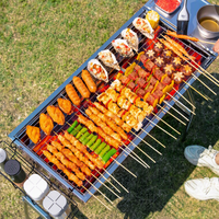 Barbecue portable en acier inoxydable au charbon de bois, pliable, pour le camping, les pique-niques, les fêtes de jardin, la cuisine à domicile et les événements.