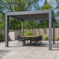 Kits de pergola autoportante en aluminium Jiake 4x4m avec toit à lames motorisées pour jardin, patio, CE SGS OEM Vente en gros