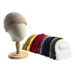 Gorro de pescador con Logo personalizado para hombre y mujer, gorro de lana con parche de cuero de alta calidad, colorido, acrílico, para invierno, venta al por mayor - Product Image 2