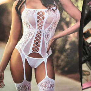 Grande taille Sexy résille Lingerie <span class=keywords><strong>Chubby</strong></span> femmes érotique body entrejambe bas ceinture attaché collants collants - Product Image 4