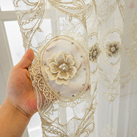 ZHONGHUA Rideaux Voilages Brodés Style Européen, Motifs Floraux en Polyester Translucide, Occultants Personnalisables pour Salon