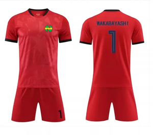 ชุดฝึกฟุตบอลโรงเรียน Captain Tsubasa Nankatsu, ชุดสำหรับทั้งชายและหญิง <span class=keywords><strong>Wakabayashi</strong></span> genzo ชุดเสื้อผ้าคอสเพลย์สีแดงกางเกงขาสั้นลายการ์ตูน - Product Image 1