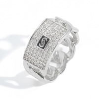 Anillo de Eslabones Cubanos Chapado en Oro de 14K con Pavé Completo de Circonitas Cúbicas, Joyería para Hombre, OEM ODM, Envío Rápido, Venta al por Mayor para Revendedores de Boutiques