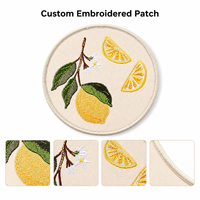 Écussons brodés personnalisés OEM, motif citron, badge rond botanique personnalisé pour vêtements et accessoires