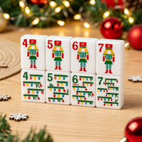 Ensemble de Mahjong Américain Personnalisé de Noël, 160 Pièces, Tuiles de Mahjong Gravées Thème Vacances, Coffret Cadeau Premium pour les Fêtes
