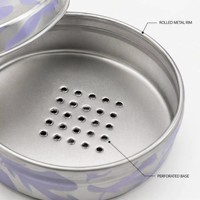 Boîte en fer blanc ronde personnalisée de 155 mm de long et 66 mm de haut, perforée, pour sachets de thé et emballages d'arômes, vente en gros