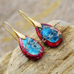 Pendientes de gota con piedra de oro púrpura, joyería de fiesta para mujer, accesorio de moda - Product Image 3
