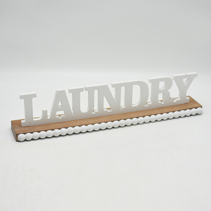 Luckywind New Arrived <strong>Laundry</strong> Table <strong>Sign</strong> Standing Decorations Vintage Wooden Letters Decor With Wood Bead Base for Home - Product Image 1
