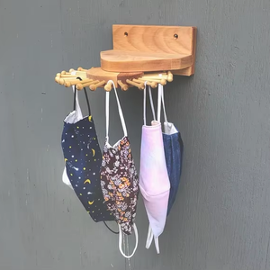 202510手作り広葉樹リボルビングラック省省省省製クローゼット木製タイオーガナイザーマスクオーガナイザークローゼットオーガナイザーマスクディスプレイ - Product Image 1