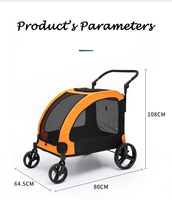 Chariot multifonctionnel 4 roues toutes saisons pour animaux de compagnie, idéal pour les voyages en extérieur, grand chariot pliable en alliage d'aluminium pour chiens et chats