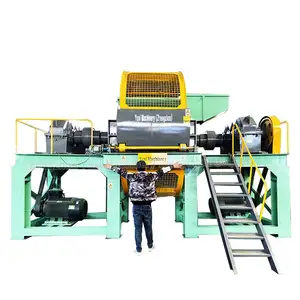 Chinese supplier high safety tyre shredder plant waste tire recycling industrial scrap metal old tire shredder for sale