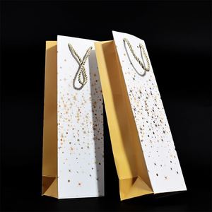 Luxury Custom Design Gold Foil Stamping Paper <b>Bag</b> Red Wine <b>Bottle</b> Gift Packaging <b>Bag</b> for Single Wine <b>Bottle</b> Thick Handles - Product Image 3