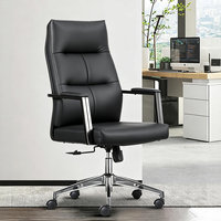 Chaise de bureau de direction en cuir ergonomique moderne, pivotante, réglable, noire, de luxe, pour bureau de direction