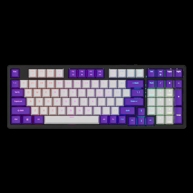Qwerty 98 Keys 3-mode Mechanical Keyboard RGB Backlit PBT Gaming Keyboards for Gamer