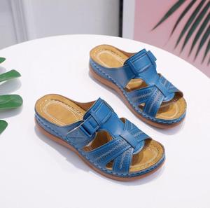 Sandales d'été pour femmes Sandales épaisses Premium Orthopedic Open Toe Slippers Vintage Anti-slip Leather Casual Female Platform Slippers - Product Image 6