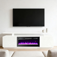 Cheminée électrique décorative de 71 pouces, support TV blanc avec foyer électrique en bois pour la maison et l'hôtel