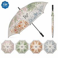 Parapluie de golf Premium Patterns of the changing seasons, résistant au vent, avec structure en fibre de verre, tissu pongee haute densité 210T, protection UPF 50+