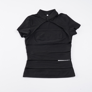 Camiseta Corta de Moda para Mujer, Estilo Y2K, Grunge Oscuro, con Aberturas, Cuello Redondo y Manga Corta, Venta al por Mayor - Product Image 6