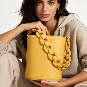 Sac seau en cuir PU pour femmes, sac à main à bandoulière tendance, sangle tissée, grande capacité, sac bandoulière pour usage quotidien - Product Image 4