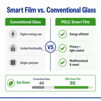 Film intelligent transparent, film PDLC à économie d'énergie, réduit la chaleur, verre intelligent, film de fenêtre contrôlé électriquement, film teinté intelligent PDLC