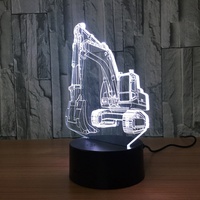 Lampe de chevet LED 3D Illusion Excavatrice, Contrôle Tactile, Mini Moderne, 7 Couleurs, Fonctionne avec Piles AAA