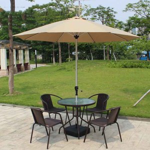 Conjunto de Mesa y Sillas de Jardín Modernas para Cafetería o Tienda de Té con Leche, Sillas de Poliéster, Sombrilla de Patio, Protección Solar, Poste de Metal Impermeable - Product Image 3