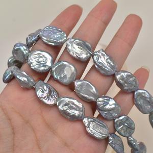 ไข่มุกน้ำจืดธรรมชาติทรงกระดุมขนาดใหญ่ 12-13 มม. ร้อยด้วยเข็มเจาะ สำหรับทำเครื่องประดับ DIY สร้อยคอ - Product Image 2