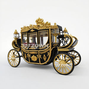 Elegante carruaje de caballos eléctrico real negro turismo carruaje de caballos con decoración para boda - Product Image 1