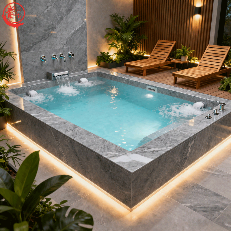 Customized Fiberglass Swim Pool Blue Color