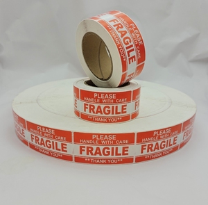 Autocollant adhésif personnalisé fragile en papier de couleur rouge - Product Image 1