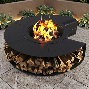 High Quality Durable Comfortable Stackable All-Season Outdoor Garden Chair Modern Design Corten Steel Rectangle Fire Pit - Product Image 1
