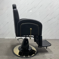Équipement de barbier de haute qualité, chaise de barbier réglable à base ronde, chaise de salon de luxe inclinable et rotative