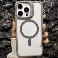 Casing iPhone 15 Pro Max Magnetik Transparan, Casing Ponsel untuk iPhone 16 14 13 12 11 Pro Max dengan Penyangga Lensa Metal, Funda Handphone