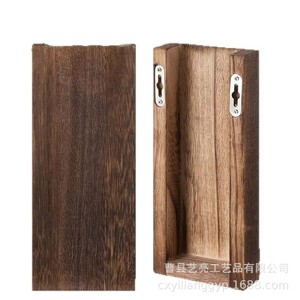 Maceta de madera cuadrada para colgar en la pared, estilo rústico, de madera maciza oscurecida, para plantas verdes. - Product Image 2