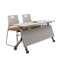 Top Hot Selling Class Using Mobile Training Folding Table With Front Modesty Panels Bookshelf Castors