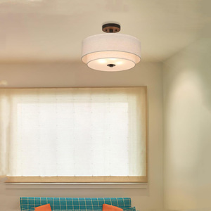 Plafonnier LED moderne minimaliste en tissu, à montage en surface, pour salon et chambre - Product Image 2